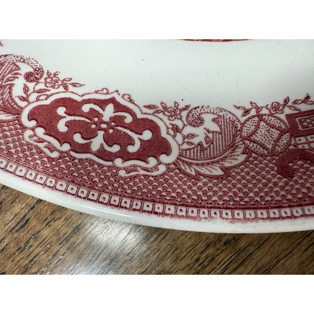Royal China Willow Ware M52 Red Transferware Handled Plate, White/Red